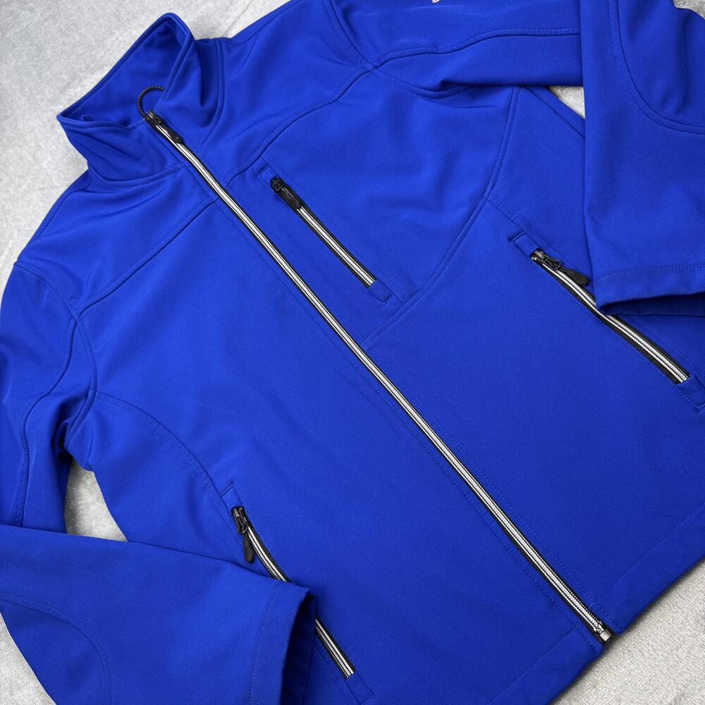 Guess Jacket Mens Medium Blue Softshell Full Zip Windbreaker Fleece Lined